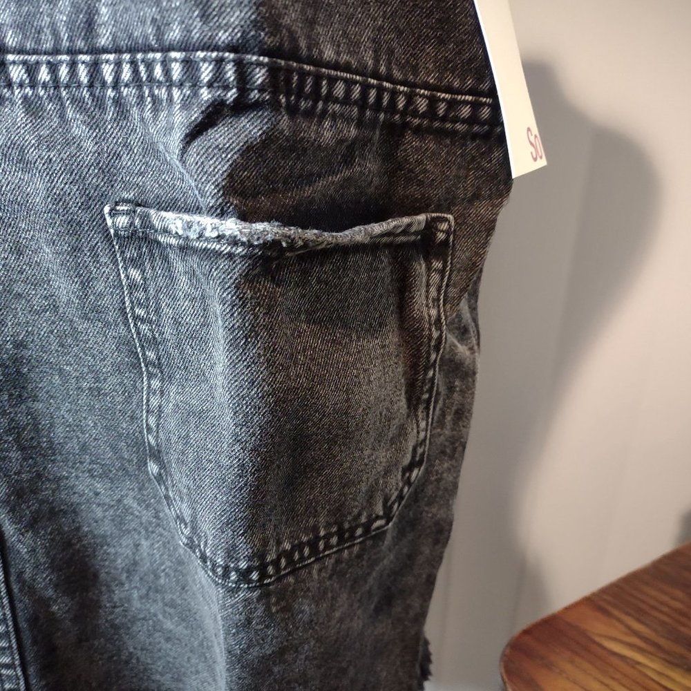 NWT Juniors' SO® Scoop Front Pinafore Dress Black Wash Denim - Picture 7 of 14